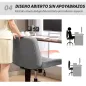 Silla de Oficina sin Brazos Silla de Escritorio Basculante con Piernas Cruzadas Asiento Ancho y Altura Ajustable Gris