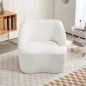 Sillón de Lectura Tapizado en Borreguito Diseño Curvo Acolchado Grueso No Requiere Montaje Crema