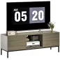Mueble de TV con Compartimento Orificio de Cables y Estante Ajustable para Televisión de 60 Pulgadas 140x40x49,5 cm Gris