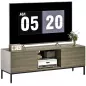 Mueble de TV con Compartimento Orificio de Cables y Estante Ajustable para Televisión de 60 Pulgadas 140x40x49,5 cm Gris Mueble de TV con Compartimento Orificio de Cables y Estante Ajustable para Televisión de 60 Pulgadas 140x40x49,5 cm Gris