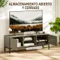 Mueble de TV con Compartimento Orificio de Cables y Estante Ajustable para Televisión de 60 Pulgadas 140x40x49,5 cm Gris