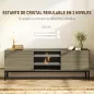 Mueble de TV con Compartimento Orificio de Cables y Estante Ajustable para Televisión de 60 Pulgadas 140x40x49,5 cm Gris