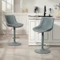 Juego de 2 Taburetes de Bar con Altura Ajustable Respaldo Asiento de Piel Sintética Marco de Acero y Reposapiés Gris