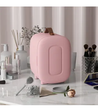 Nevera Pequeña Extrasilenciosa 4L 9V/240V para Enfriar y Calentar Mini Frigorífico 20,3x26,3x28 cm Rosa Palo