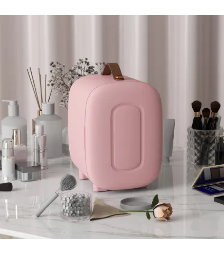 Nevera Pequeña Extrasilenciosa 4L 9V/240V para Enfriar y Calentar Mini Frigorífico 20,3x26,3x28 cm Rosa Palo