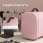 Nevera Pequeña Extrasilenciosa 4L 9V/240V para Enfriar y Calentar Mini Frigorífico 20,3x26,3x28 cm Rosa Palo