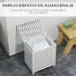 Cesta para la Colada de Bambú Capacidad de 55L Cesto para Ropa Sucia con 2 Asas y Bolsa Extraíble 50x36x60 cm Blanco