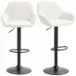 Juego de 2 Taburetes de Bar Giratorios Altura Ajustable 62-83 cm Tapizada en Terciopelo Respaldo y Reposapiés Crema