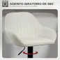 Juego de 2 Taburetes de Bar Giratorios Altura Ajustable 62-83 cm Tapizada en Terciopelo Respaldo y Reposapiés Crema