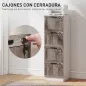 Cajonera de Escritorio con 4 Cajones Cerradura 2 Llaves Barras Colgantes para A4 Carta 39,4x40x129 cm Blanco y Madera
