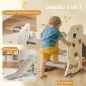 Tobogán Infantil con Diseño de Dinosaurio Canasta y Escalera para Niños de 2-5 Años para Interior 146x52x65 cm Crema