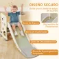 Tobogán Infantil con Diseño de Dinosaurio Canasta y Escalera para Niños de 2-5 Años para Interior 146x52x65 cm Crema