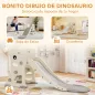 Tobogán Infantil con Diseño de Dinosaurio Canasta y Escalera para Niños de 2-5 Años para Interior 146x52x65 cm Crema