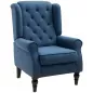 Sillón de Salón con Reposabrazos y Patas de Madera Butaca Carga 160 kg para Dormitorio Oficina Sala de Estar 74x86x102 cm Azul