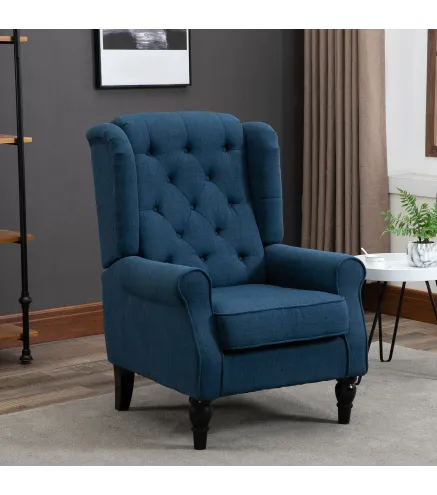 Sillón de Salón con Reposabrazos y Patas de Madera Butaca Carga 160 kg para Dormitorio Oficina Sala de Estar 74x86x102 c