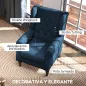 Sillón de Salón con Reposabrazos y Patas de Madera Butaca Carga 160 kg para Dormitorio Oficina Sala de Estar 74x86x102 cm Azul