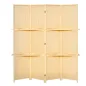 Biombo Separador de Ambientes Plegable de 4 Paneles con 2 Estantes Extraíbles para Dormitorio 180x180 cm Natural