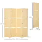 Biombo Separador de Ambientes Plegable de 4 Paneles con 2 Estantes Extraíbles para Dormitorio 180x180 cm Natural