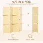 Biombo Separador de Ambientes Plegable de 4 Paneles con 2 Estantes Extraíbles para Dormitorio 180x180 cm Natural