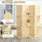 Biombo Separador de Ambientes Plegable de 4 Paneles con 2 Estantes Extraíbles para Dormitorio 180x180 cm Natural