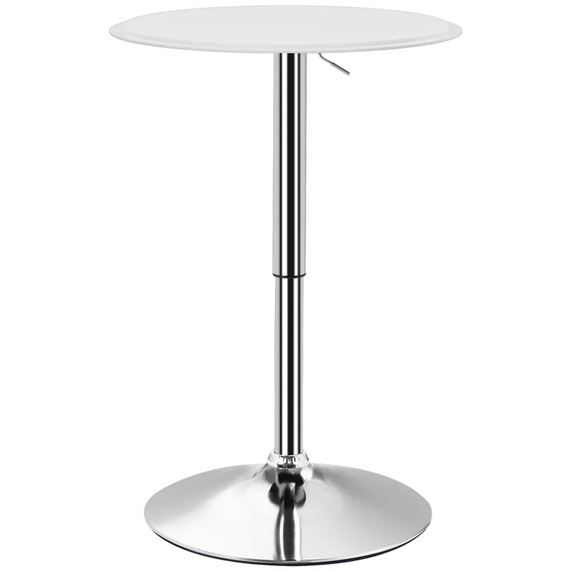Mesa de Bar con Altura Ajustable Giratoria 360° Base Redonda Mesa Alta de Bar para Cocina Comedor Ø63x67-93 cm Blanco