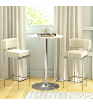 Mesa de Bar con Altura Ajustable Giratoria 360° Base Redonda Mesa Alta de Bar para Cocina Comedor Ø63x67-93 cm Blanco