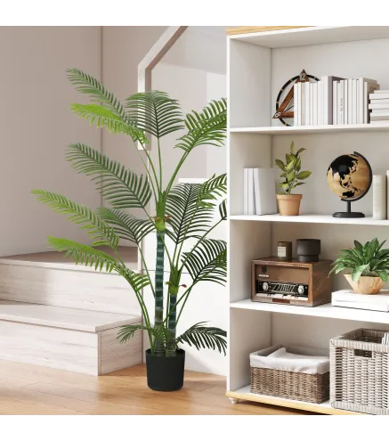Planta Artificial Decorativa 170 cm Palmera Artificial con Maceta y Hojas para Interior Verde
