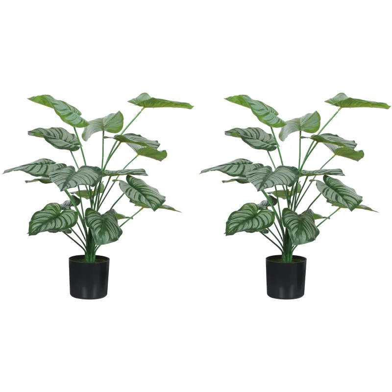 Plantas Artificiales Decorativas 65 cm Plantas Artificiales con Maceta y Hojas para Interior Verde