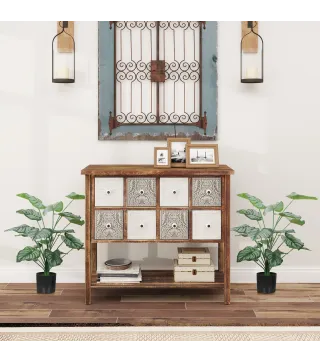 Plantas Artificiales Decorativas 65 cm Plantas Artificiales con Maceta y Hojas para Interior Verde