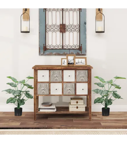 Plantas Artificiales Decorativas 65 cm Plantas Artificiales con Maceta y Hojas para Interior Verde