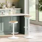 Juego de 2 Taburetes Altos de Cocina con Altura Ajustable Asiento de Madera Marco de Acero y Reposapiés Natural y Blanco