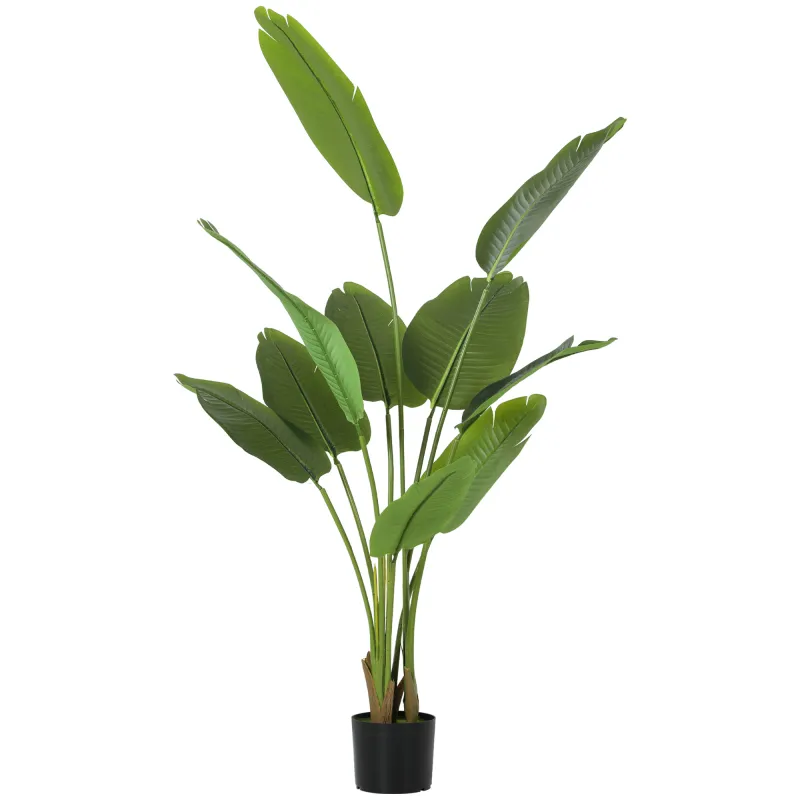 Planta Artificial Decorativa 160 cm Bananera Artificial con Maceta y Hojas para Interior Verde