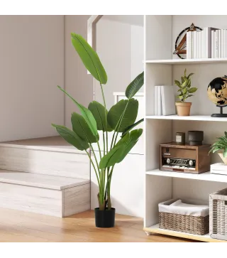 Planta Artificial Decorativa 160 cm Bananera Artificial con Maceta y Hojas para Interior Verde
