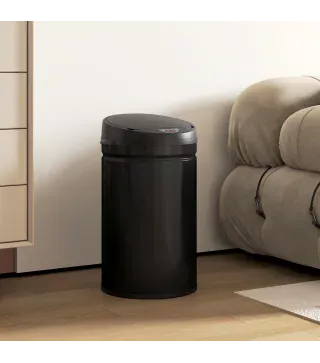 Cubo de Basura Cocina Automático 30 L Sensor Infrarrojo Cierre Automático Antihuellas Acero Inoxidable Negro