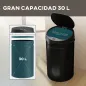 Cubo de Basura Cocina Automático 30 L Sensor Infrarrojo Cierre Automático Antihuellas Acero Inoxidable Negro