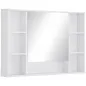 Armario de Baño de Pared con Espejo Puerta Estantes Abiertos 100x15x70 cm Blanco