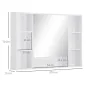 Armario de Baño de Pared con Espejo Puerta Estantes Abiertos 100x15x70 cm Blanco