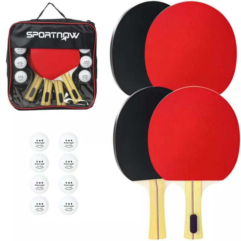 Palas de Ping Pong con 4 Raquetas 8 Pelotas y Estuche de Transporte para Principiantes Expertos Rojo Palas de Ping Pong con 4 Raquetas 8 Pelotas y Estuche de Transporte para Principiantes Expertos Rojo