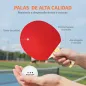 Palas de Ping Pong con 4 Raquetas 8 Pelotas y Estuche de Transporte para Principiantes Expertos Rojo