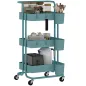 Carrito Auxiliar con Ruedas Carro de Almacenaje Multifuncional con Ganchos y Cajas Colgantes 42x38x86,5 cm Azul Verdoso