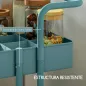 Carrito Auxiliar con Ruedas Carro de Almacenaje Multifuncional con Ganchos y Cajas Colgantes 42x38x86,5 cm Azul Verdoso
