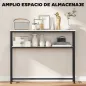 Consola Recibidor Estrecha con Superficie con Efecto Mármol Estante Abierto y Marco de Metal 100x30x81 cm Blanco