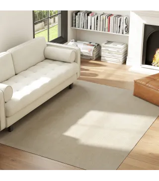 Alfombra Salón 160x230 cm Lavable en Lavadora Pelo Largo Estilo Moderno Tapete para Sala de Estar Dormitorio Crema