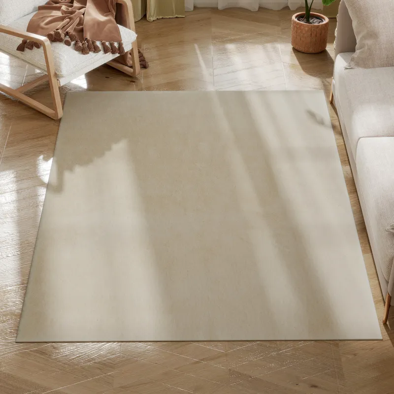 Alfombra Salón 120x160 cm Lavable en Lavadora Pelo Largo Estilo Moderno Tapete para Sala de Estar Dormitorio Crema