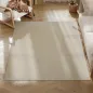 Alfombra Salón 120x160 cm Lavable en Lavadora Pelo Largo Estilo Moderno Tapete para Sala de Estar Dormitorio Crema