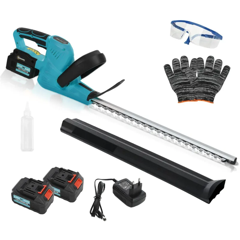 Cortasetos Batería 18V con 2 Baterías de 4000mAh Longitud de Cuchilla de 51 cm Motor sin Escobillas y Cargador Azul