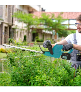 Cortasetos Batería 18V con 2 Baterías de 4000mAh Longitud de Cuchilla de 51 cm Motor sin Escobillas y Cargador Azul