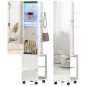 Espejo Joyero con Luces LED Armario para Joyas de Giro de 360° Cerradura y Llaves Superficie Blanco y Forro Beige Espejo Joyero con Luces LED Armario para Joyas de Giro de 360° Cerradura y Llaves Superficie Blanco y Forro Beige