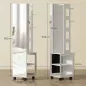 Espejo Joyero con Luces LED Armario para Joyas de Giro de 360° Cerradura y Llaves Superficie Blanco y Forro Beige Espejo Joyero con Luces LED Armario para Joyas de Giro de 360° Cerradura y Llaves Superficie Blanco y Forro Beige