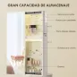 Espejo Joyero con Luces LED Armario para Joyas de Giro de 360° Cerradura y Llaves Superficie Blanco y Forro Beige